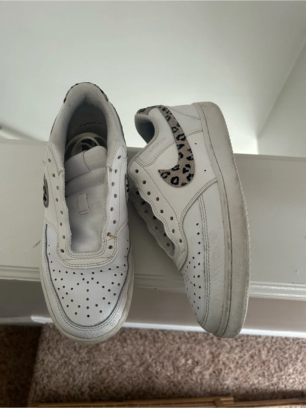 Nike White Sneakers Cheetah Print Size 7🔥